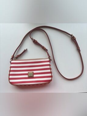 Dooney & Bourke Lexi Crossbody - Red and White Stripe Leather with Gold hardware
